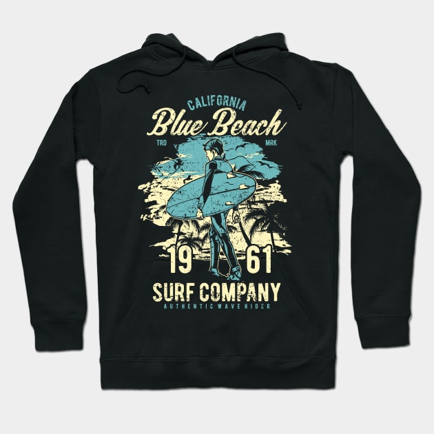 Surfing California Surfer and Surfboard Hoodie by Imp's Dog House